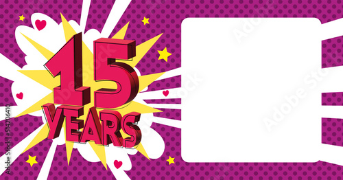 15 ans Carte Anniversaire popart Rose CC
