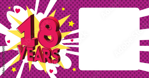 18 ans Carte Anniversaire popart Rose CC