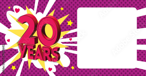 20 ans Carte Anniversaire popart Rose CC