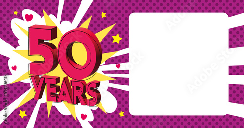 50 ans Carte Anniversaire popart Rose CC