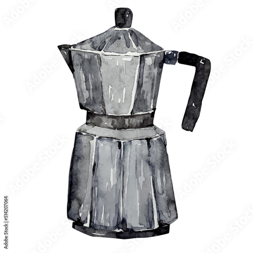 Coffee geyser for brewing coffee watercolor
