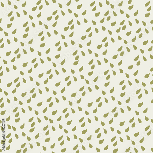 Green drops seamless pattern in doodle style