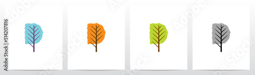 Tree With Leaf Forming Letter Logo Design D