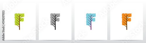 Tree With Leaf Forming Letter Logo Design F