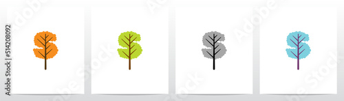 Tree With Leaf Forming Letter Logo Design S