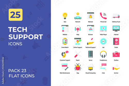 Tech support Flat Icons Collection. Set contains such Icons as telemarked. question, info, and more.