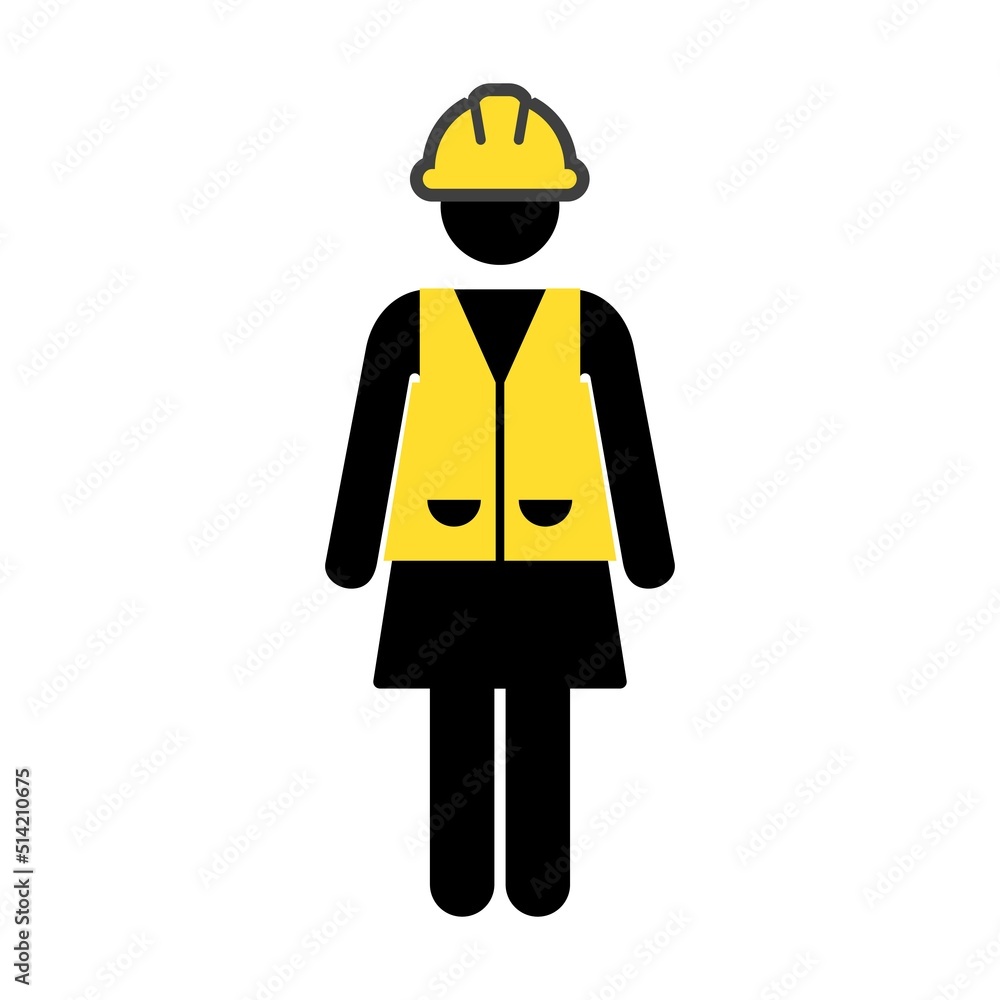 Architect icon vector female construction worker person profile avatar with hardhat helmet in glyph pictogram illustration