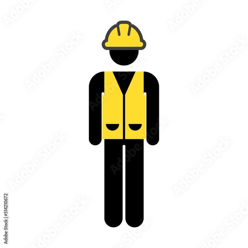 Architect icon vector male construction worker person profile avatar with hardhat helmet in glyph pictogram illustration