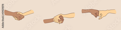 Illustration of two interracial holding hands.