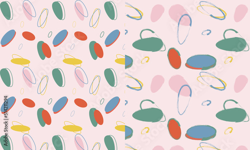 seamless Trendy colorful pattern set with brush strokes, hand - drawn. Vector illustration 