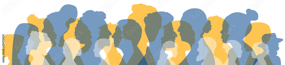 Ukrainian people stand side by side together. Flat vector illustration.