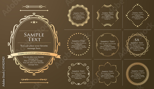 高級感のあるカードデザイン。アンティークな装飾デザイン。エレガントな縁の模様。