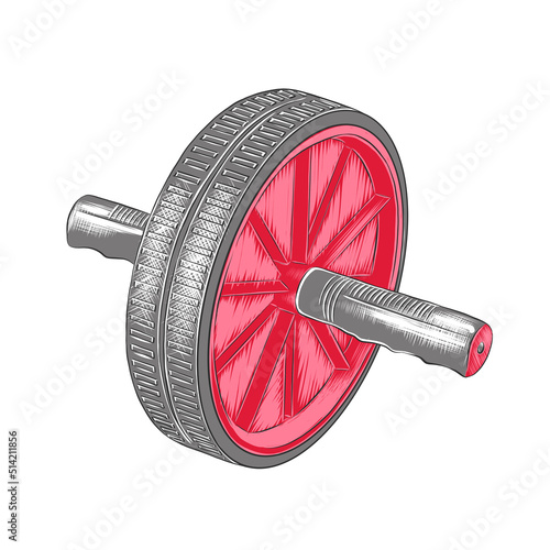 Vector engraved style illustration for posters, logo, decoration and print. Hand drawn sketch of red wheel rollout isolated on white background. Detailed vintage woodcut style drawing.