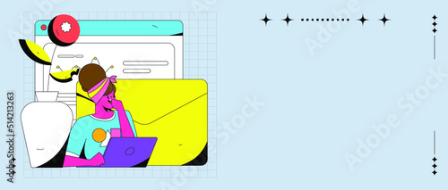 Colleagues in office collaboration vector creative flat operation illustration
