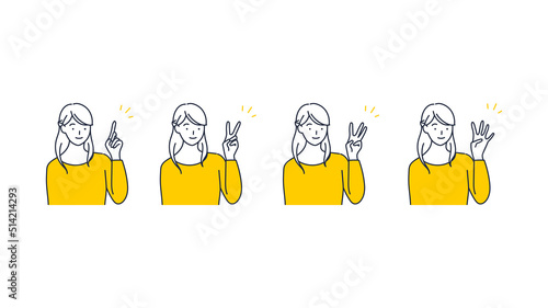 4つのポイントを説明する女のイラスト素材｜mayucolor08