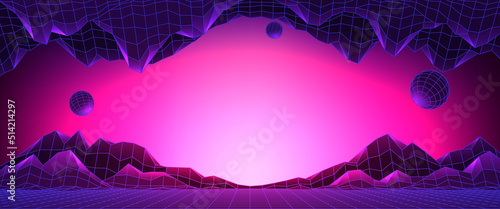Banner of concept of technology metaverse. Concept of virtual digital reality. Simulation of network futuristic world. Future digital metaverse. 3d vector illustration. Innovation global technology.