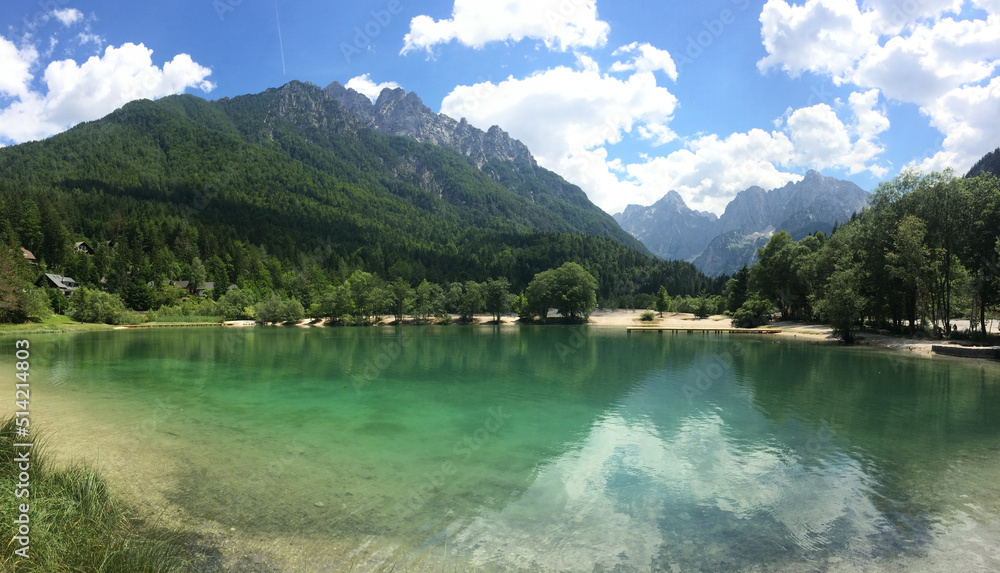 Lake Jasna in the mountains on a beautiful sunny day. 