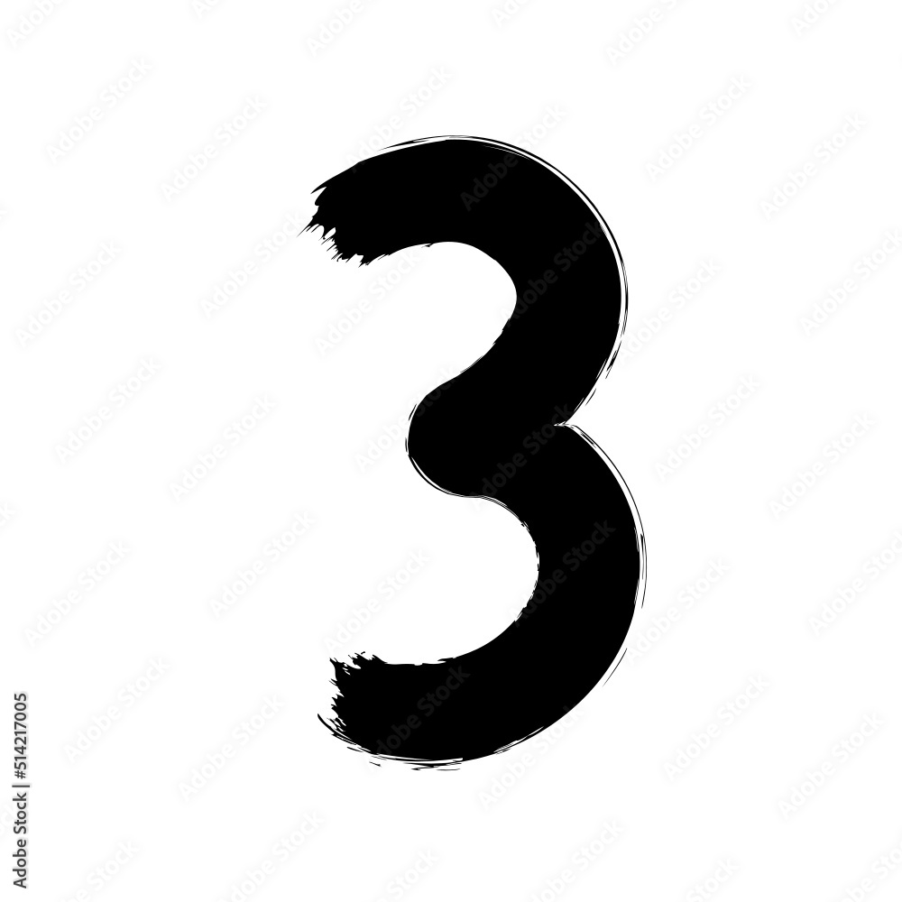 digit number brush stroke digit number brush stroke