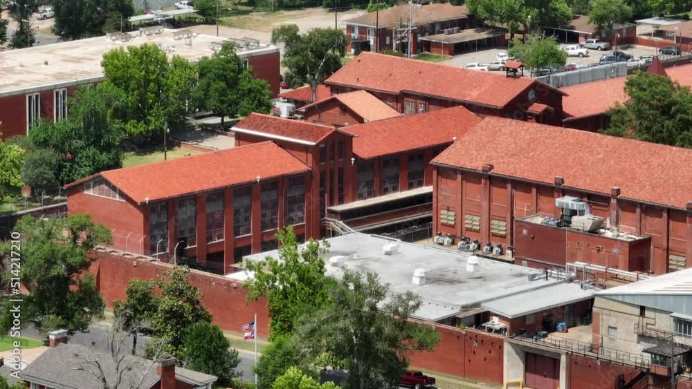 Prison System, State Penitentiary in Huntsville TX. Aerial of jail unit