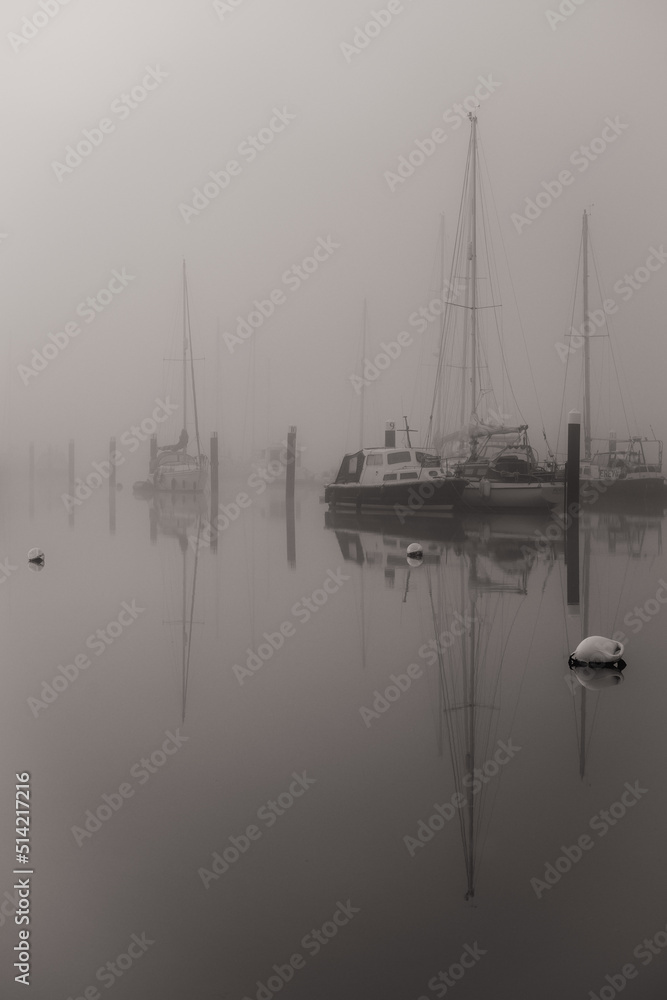 Yachts in the mist - Yarmouth, Isle of Wight, UK