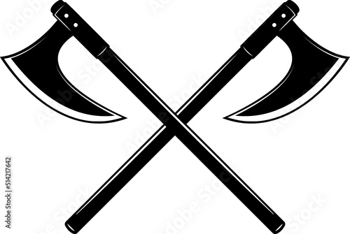 Crossed Battle axe, Crossed Executioner axe, crossed axe in vector