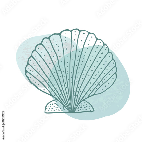 Hand-drawn seashell spiral with a texture of many dots.