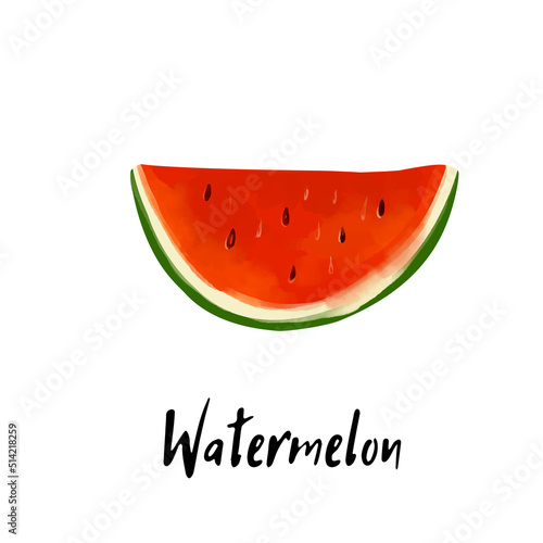 Illustration of a watermelon slice isolated on a white background