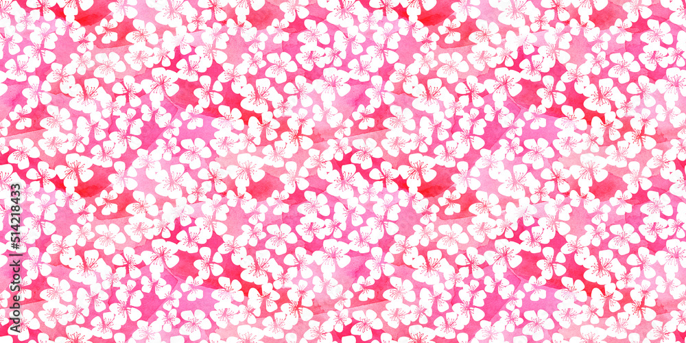 Watercolor sakura flowers raster seamless pattern Watercolor sakura flowers raster seamless pattern