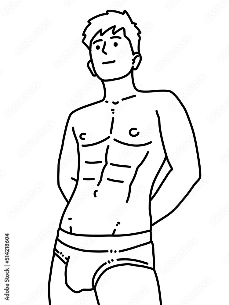 Fototapeta premium black and white of cute man cartoon for coloring