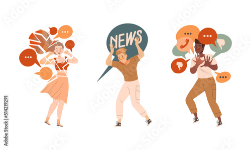 Information Stress with Man and Woman Character Overload with Task and Bad News Vector Set