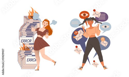Information Stress with Woman Character Overload with Task and Work Vector Set