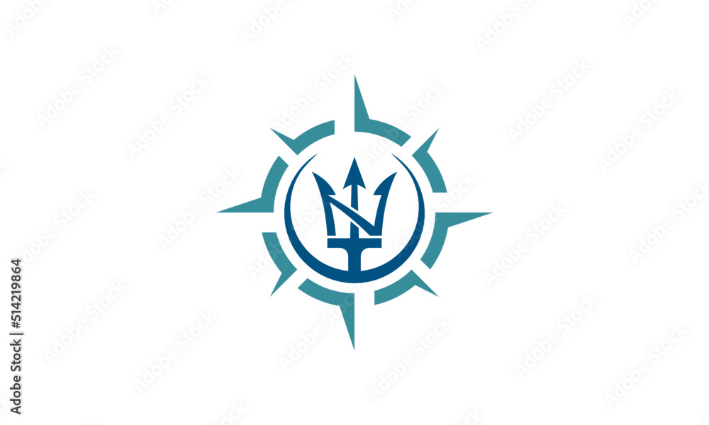 Creative modern symbol neptune trident logo with Creative Compass Concept Creative modern symbol neptune trident logo with Creative Compass Concept