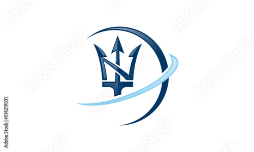 Creative modern symbol neptune trident logo with Creative Compass Concept 