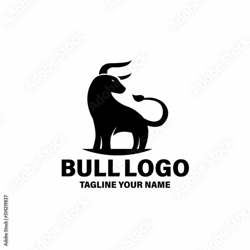 silhouette of bull design logo vector. bull animal vector