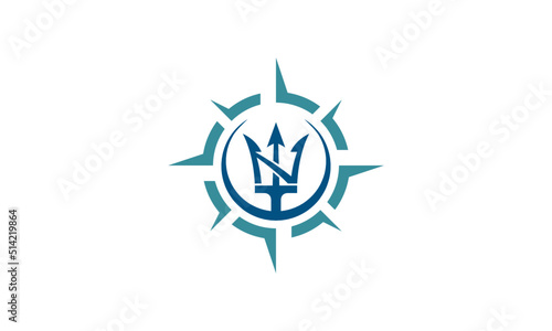 Creative modern symbol neptune trident logo with Creative Compass Concept 