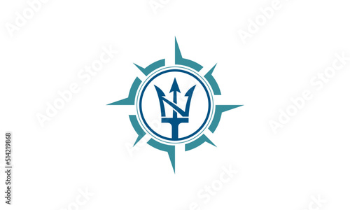 Creative modern symbol neptune trident logo with Creative Compass Concept 
