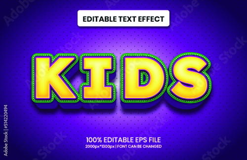 Kids 3d editable text effect. Usable typeface for poster and marketing