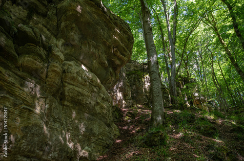 rocks and big stones in the forest of luxembourg