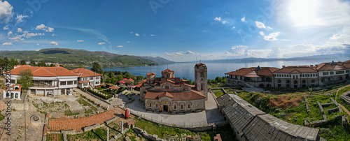 Drone view at Saint Clement monastery of Ohrid in Macedonia
