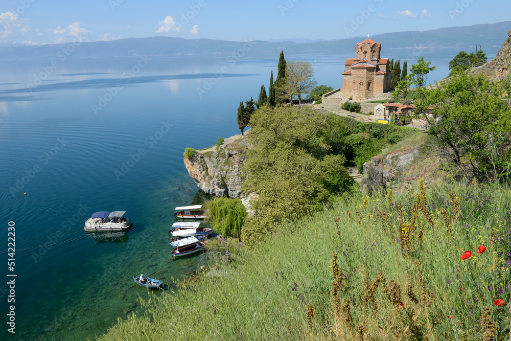 View at the Church of Saint John on the Lake Ohrid in Macedonia