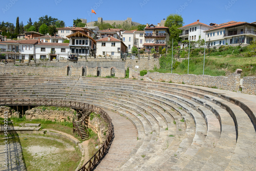 View at the ancient theater of Ohrid in Macedonia