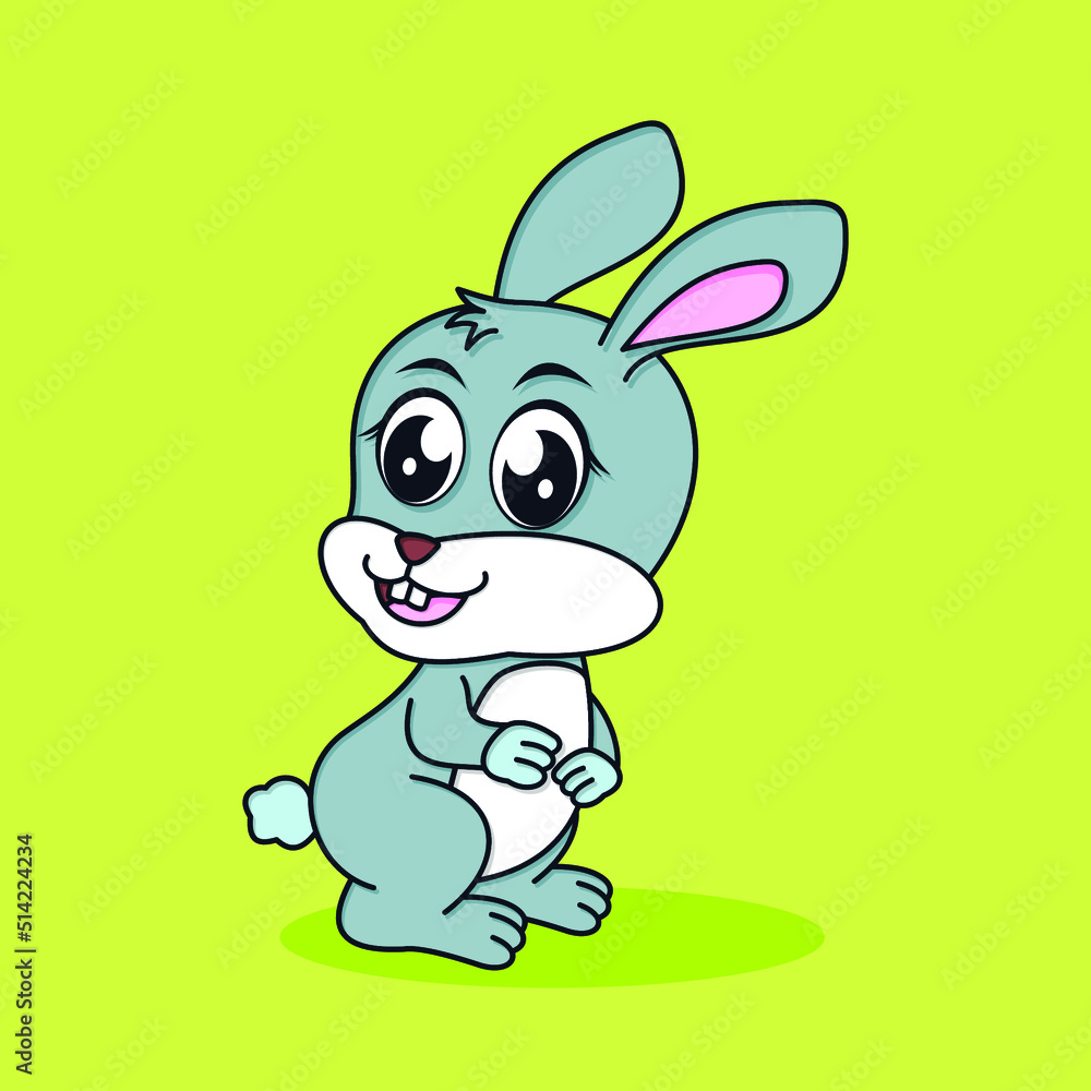 Fototapeta premium Cute bunny cartoon vector. flat cartoon style. animal nature icon concept isolated