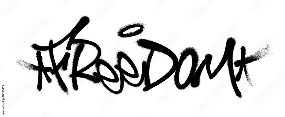 Sprayed freedom font graffiti with overspray in black over white. Vector illustration. Sprayed freedom font graffiti with overspray in black over white. Vector illustration.