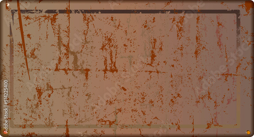 grunge empty old metal sign or picture frame, vector, free copy space