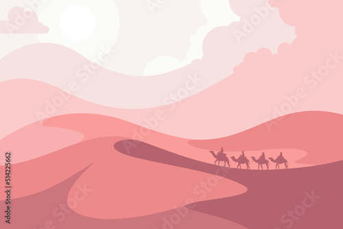 Desert and Camel Caravan 