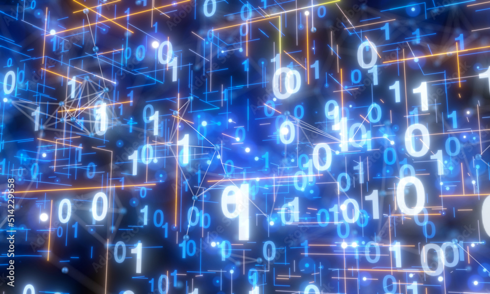 Neural network 3D illustration. Big data and cybersecurity Neural network 3D illustration. Big data and cybersecurity