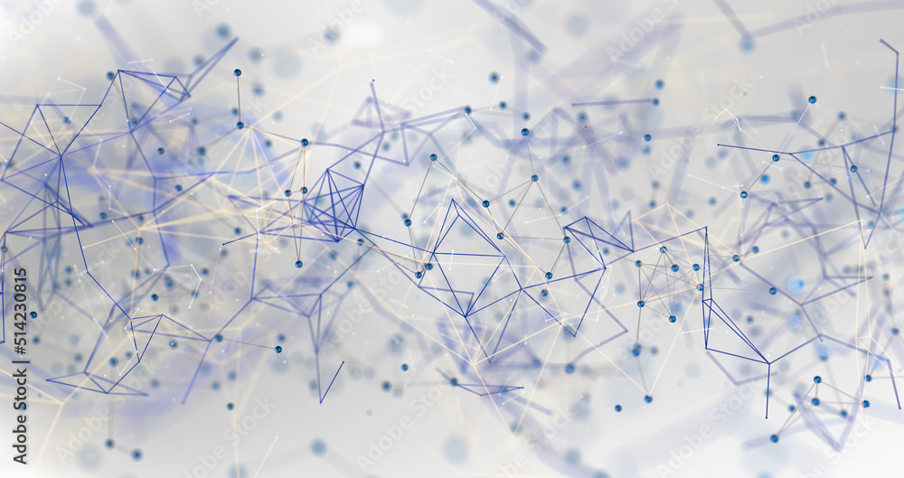 Obraz premium Global network. Blockchain. 3D illustration. Neural networks and artificial intelligence. Abstract