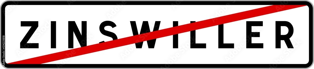 Fototapeta premium Panneau sortie ville agglomération Zinswiller / Town exit sign Zinswiller