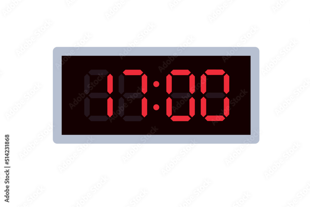 Vector flat illustration of a digital clock displaying 17.00 . Illustration of alarm with digital number design. Clock icon for hour, watch, alarm signs Vector flat illustration of a digital clock displaying 17.00 . Illustration of alarm with digital number design. Clock icon for hour, watch, alarm signs