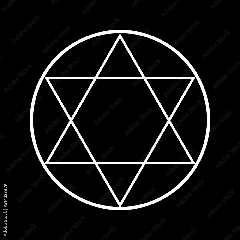 White magic circle with star of david flat vector icon design. White magic circle with star of david flat vector icon design.